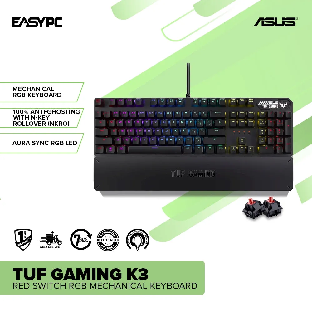 Asus TUF Gaming K3 Red/Blue/Brown Switch RGB Mechanical Keyboard