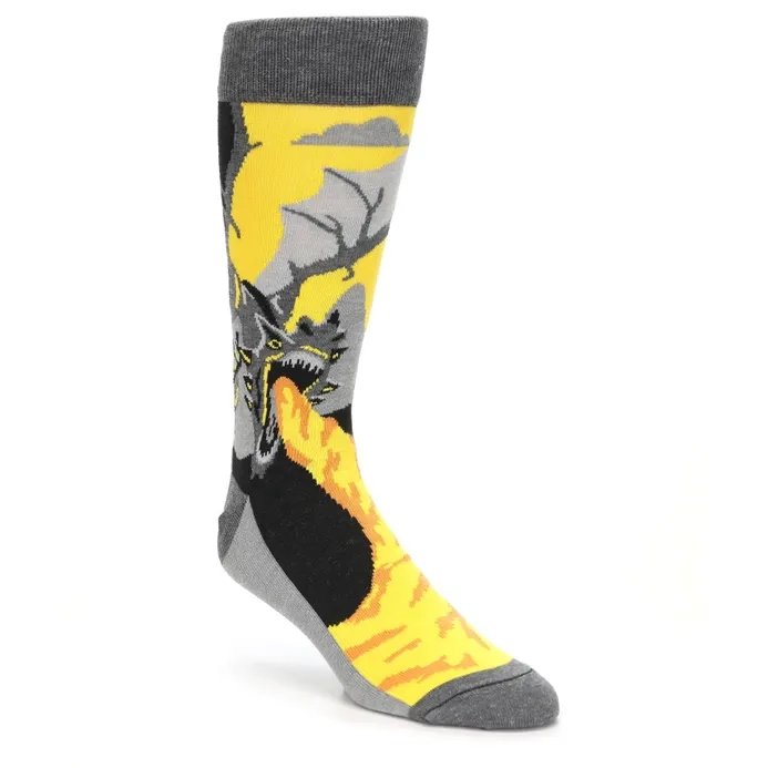 boldSOCKS Grey Orange Dragon Socks