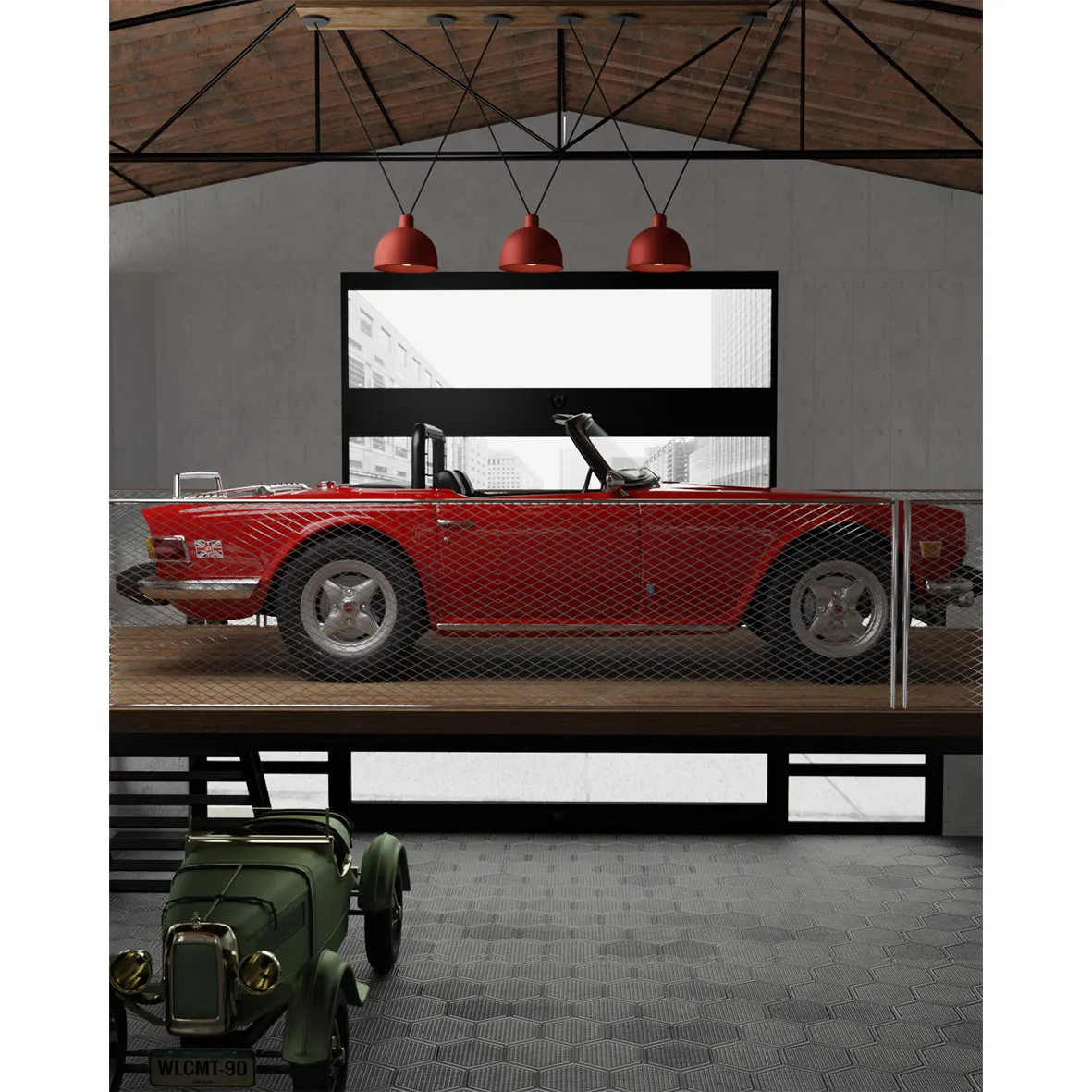 Clr104 V-Cluster Lampshade Pendant Light In Red