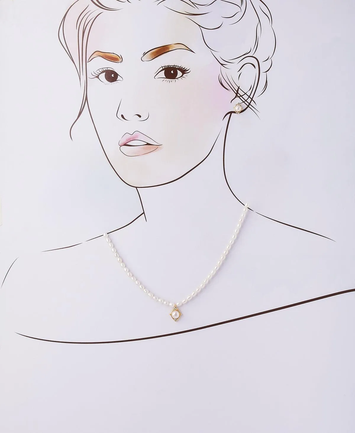 Elegant Real Pearl Necklace Set
