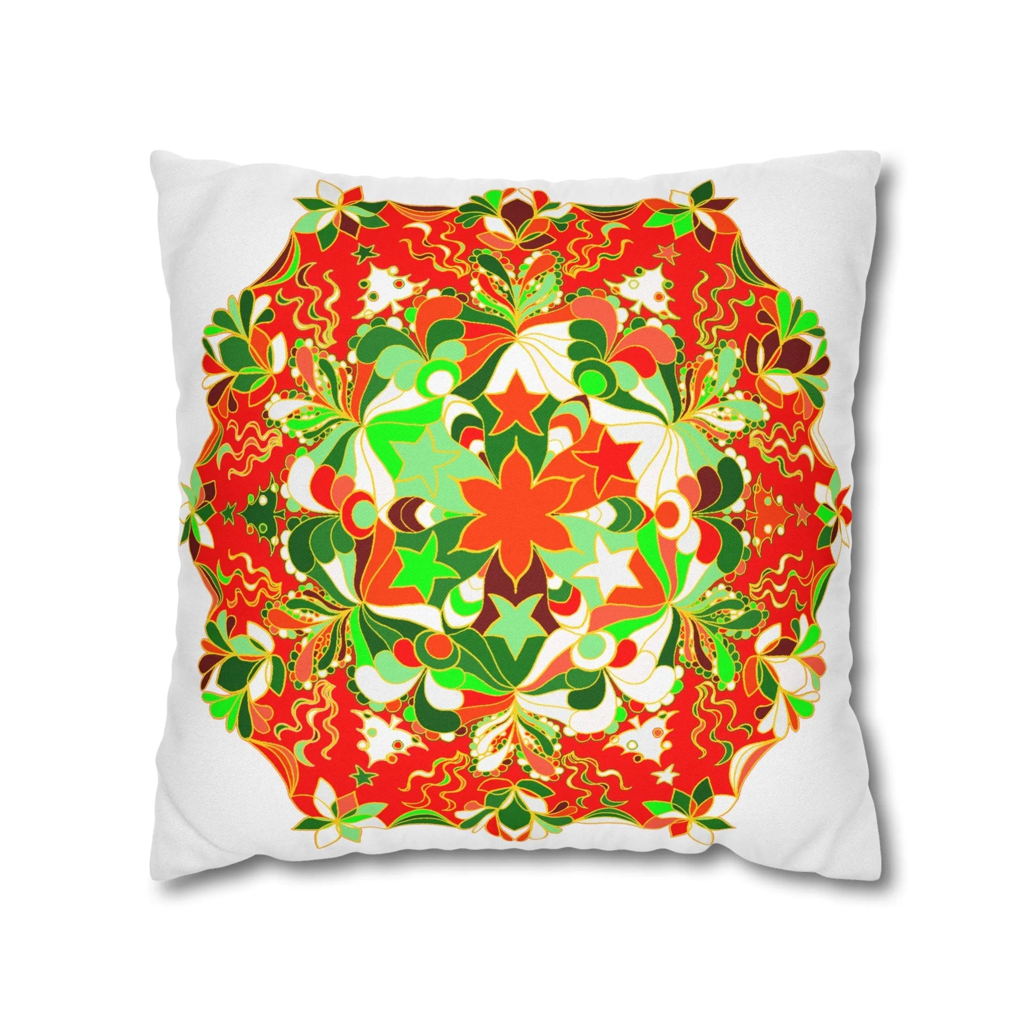 Handmade Mandala Christmas Pillowcase - Original Art