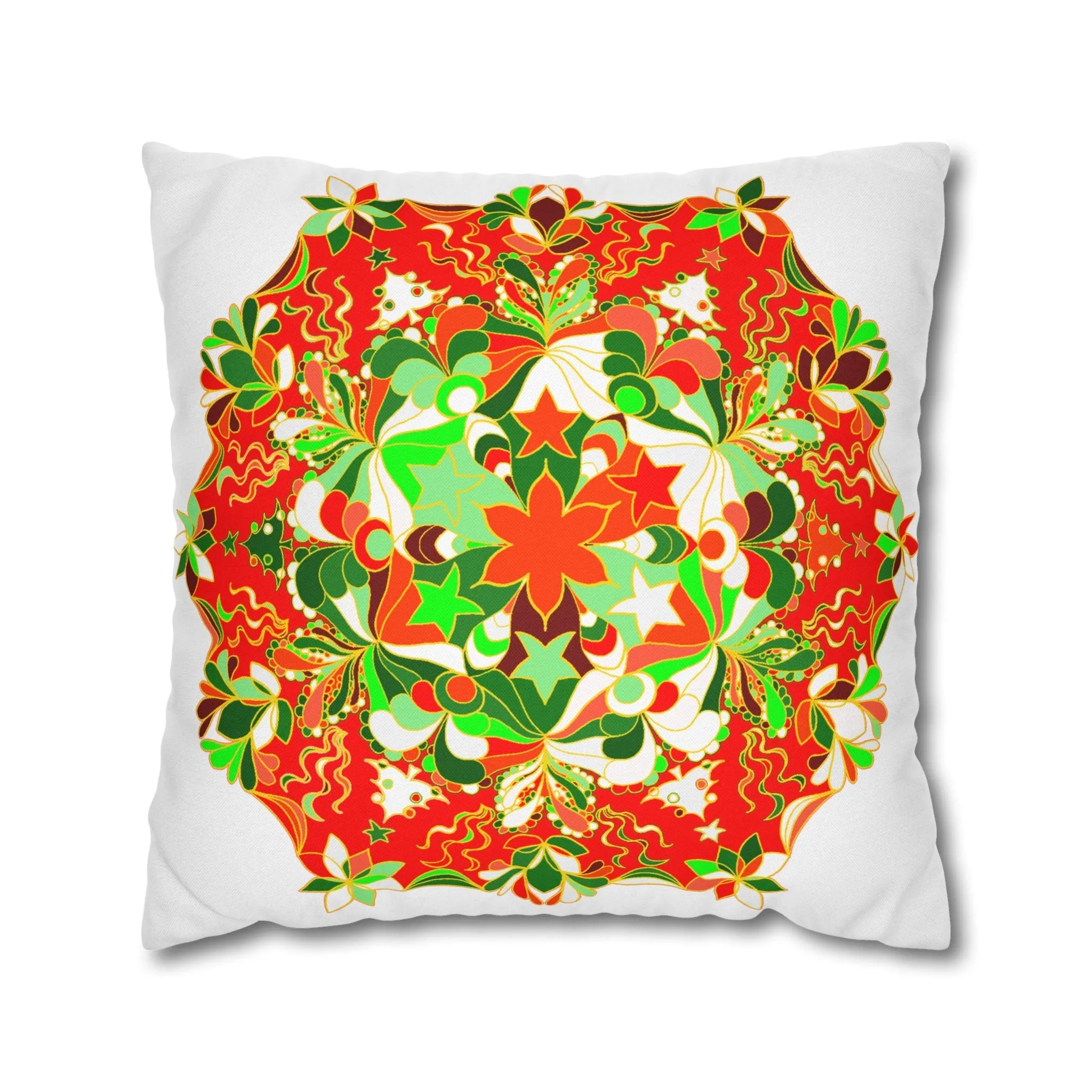 Handmade Mandala Christmas Pillowcase - Original Art