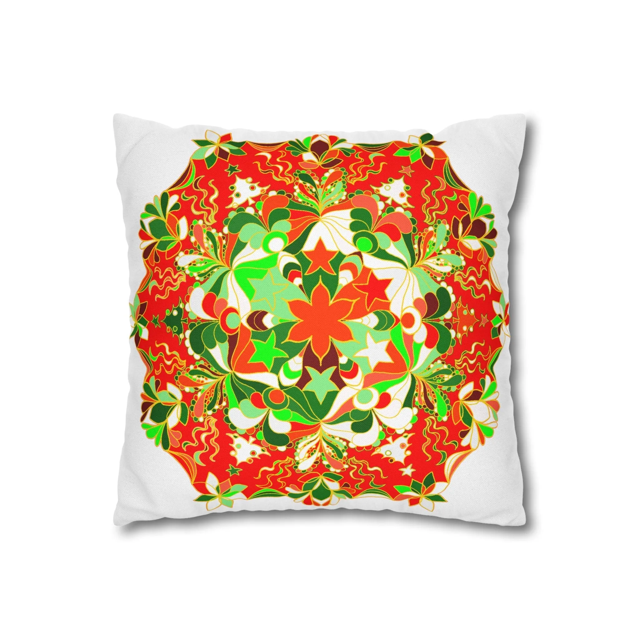 Handmade Mandala Christmas Pillowcase - Original Art