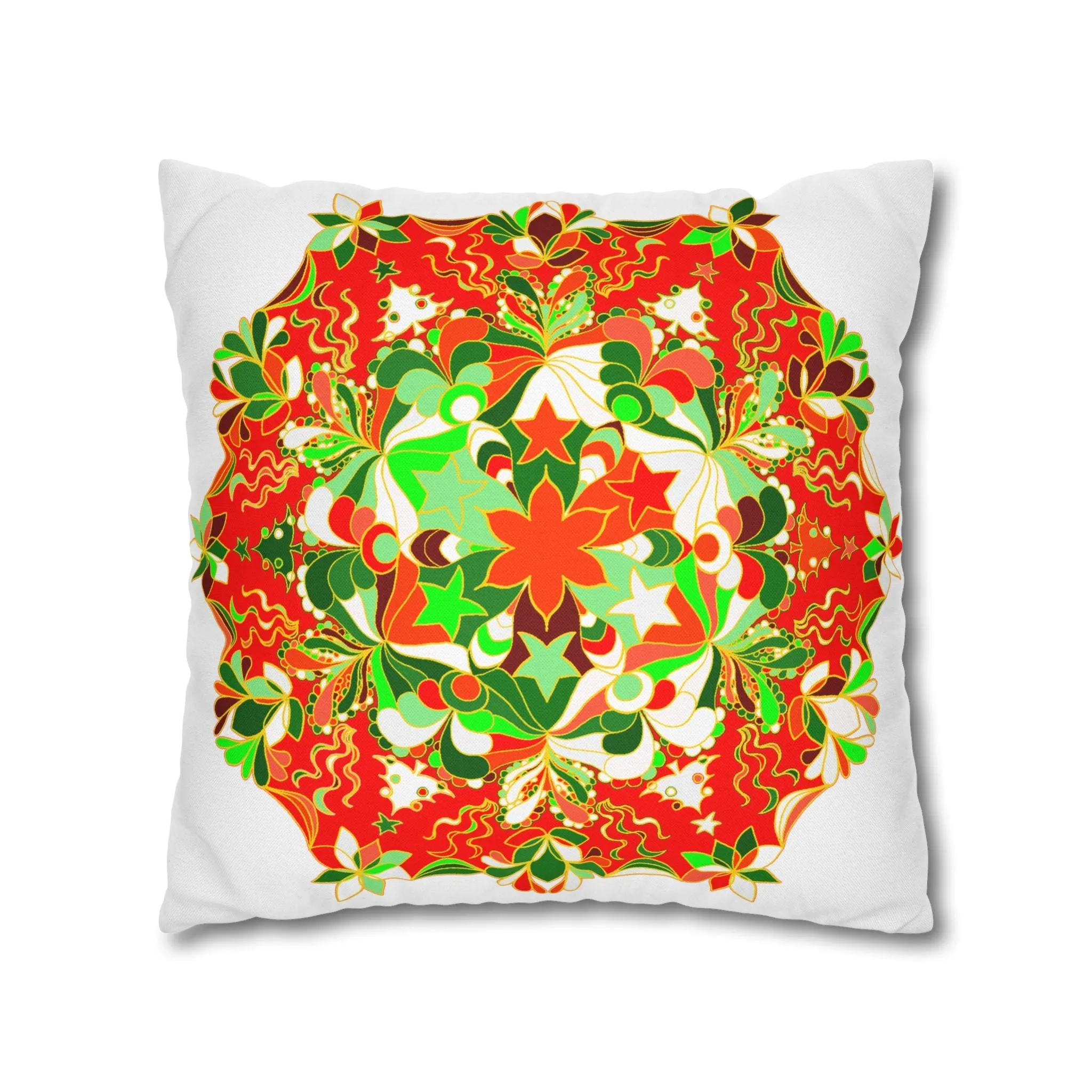 Handmade Mandala Christmas Pillowcase - Original Art