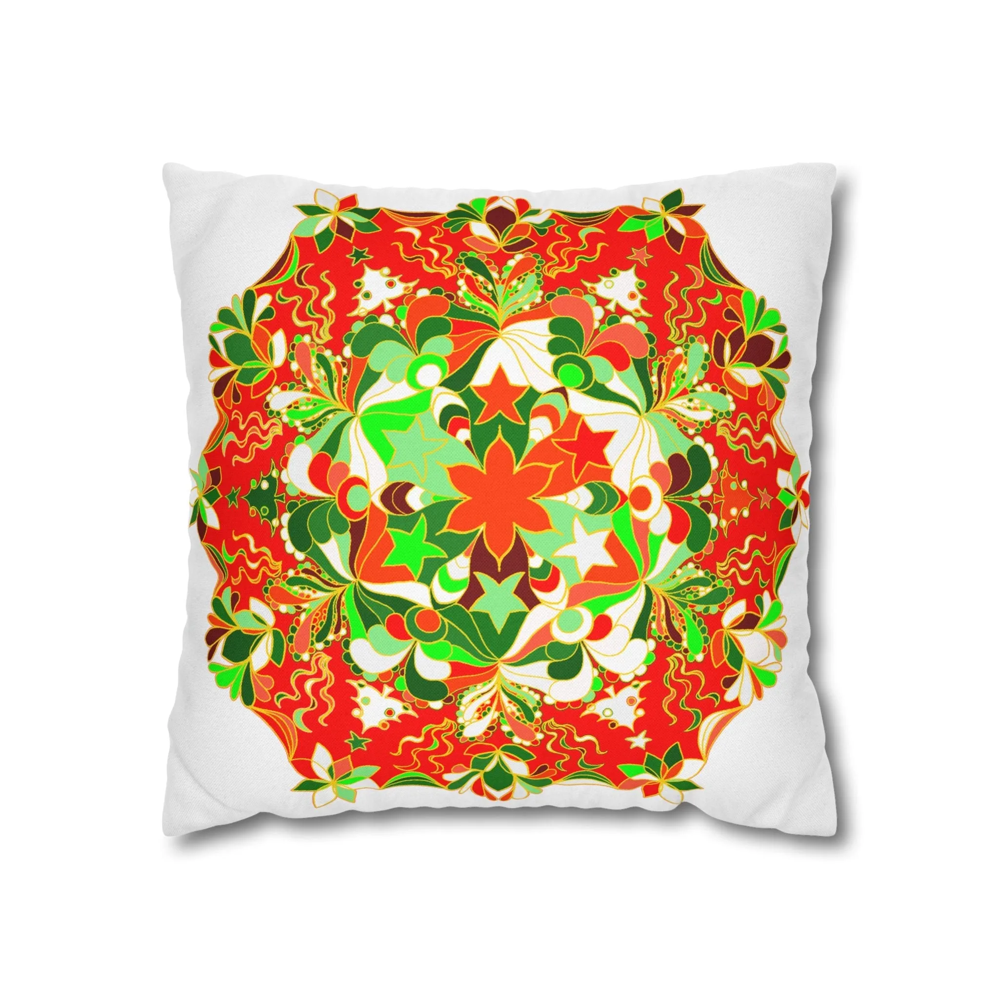 Handmade Mandala Christmas Pillowcase - Original Art