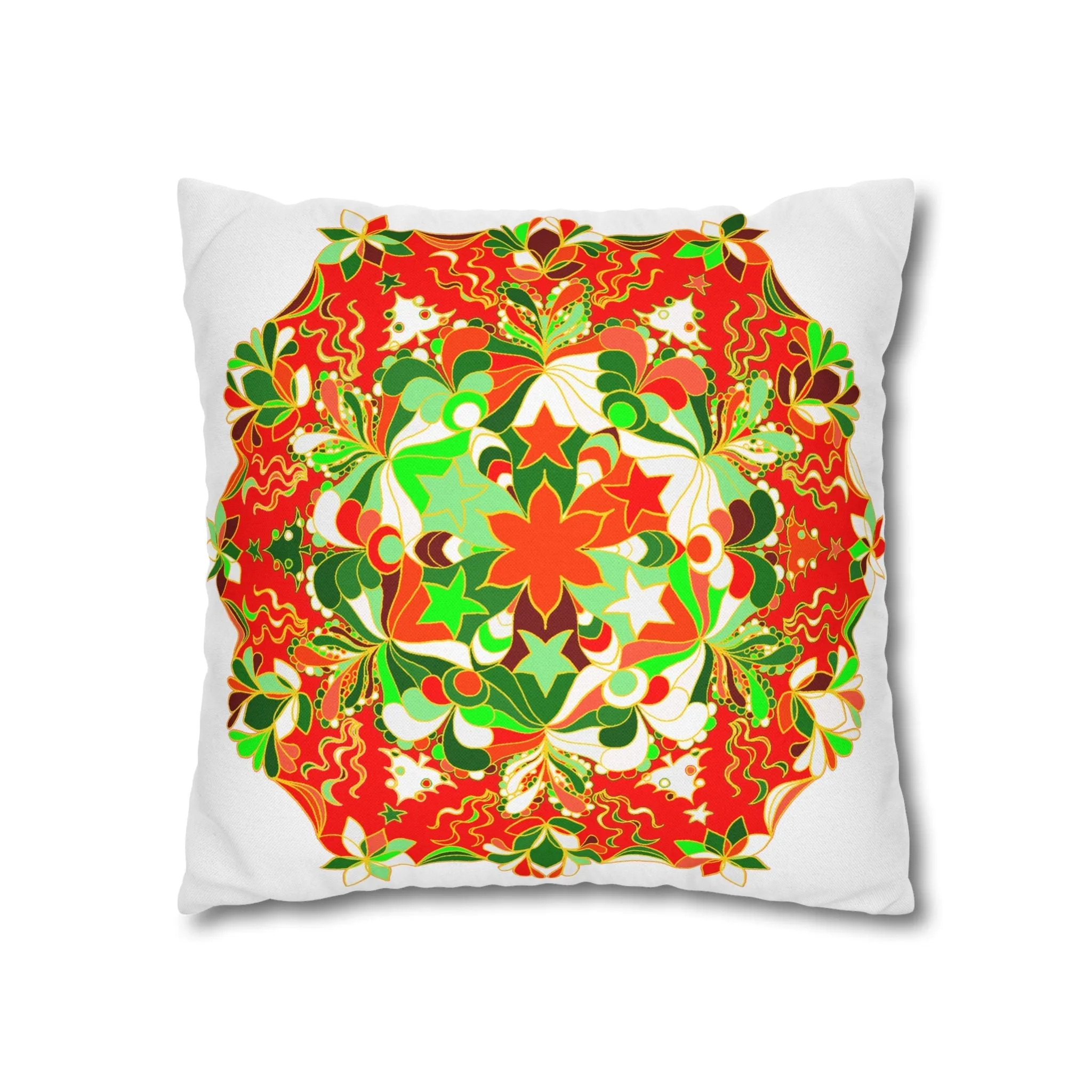 Handmade Mandala Christmas Pillowcase - Original Art
