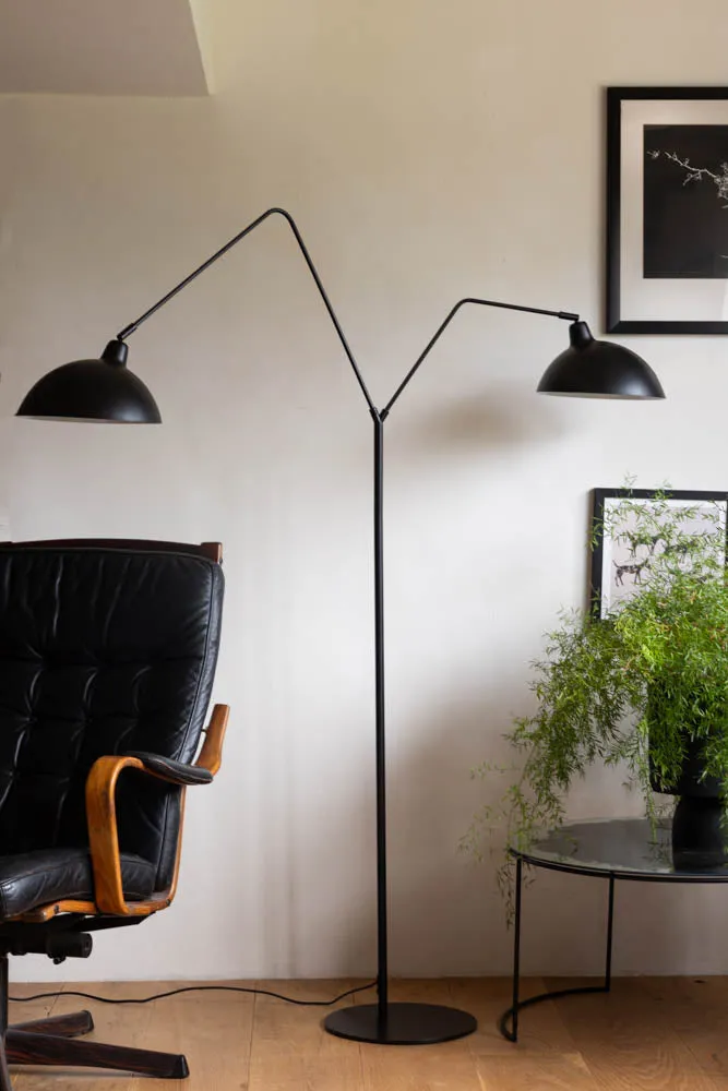 Matt Black Double Floor Lamp