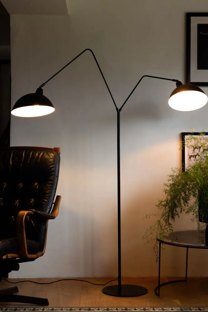 Matt Black Double Floor Lamp