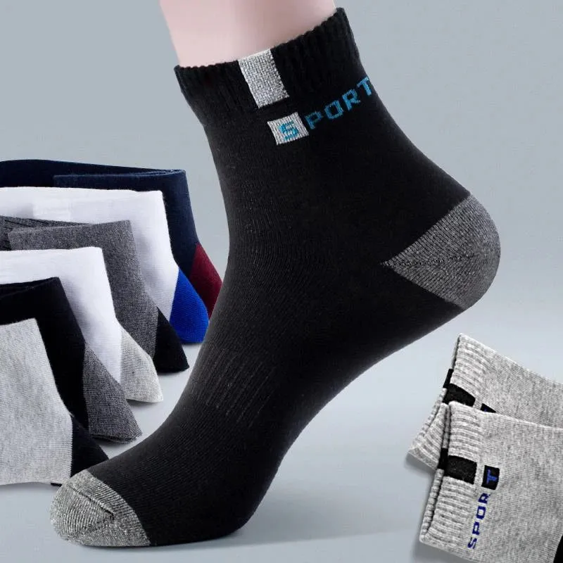 Sohiwoo 5/10Pairs Designer Men Sports Socks High Quality Bamboo Fiber Summer Autumn Male Socks Breathable Cotton Deodorant Ankle Sock