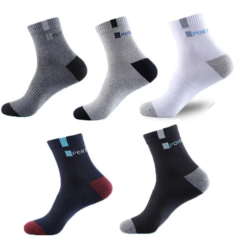 Sohiwoo 5/10Pairs Designer Men Sports Socks High Quality Bamboo Fiber Summer Autumn Male Socks Breathable Cotton Deodorant Ankle Sock