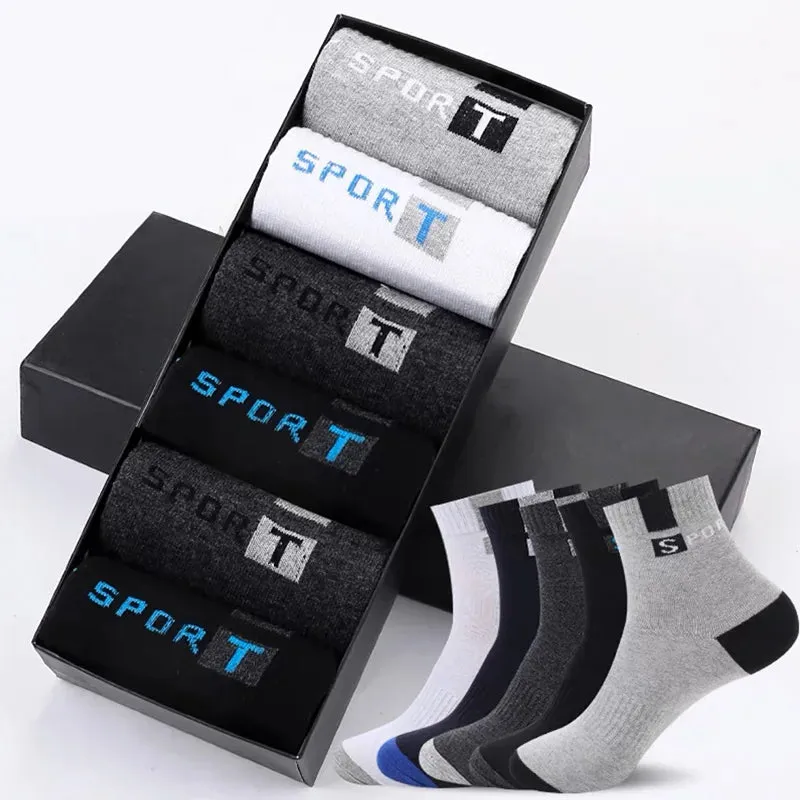 Sohiwoo 5/10Pairs Designer Men Sports Socks High Quality Bamboo Fiber Summer Autumn Male Socks Breathable Cotton Deodorant Ankle Sock