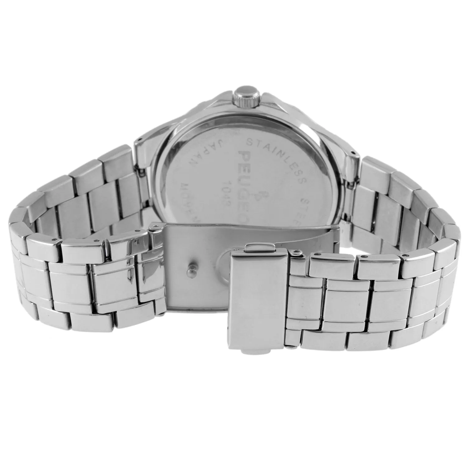 Womens 40mm Round Silver-Tone Crystal Accented Bracelet Watch